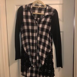 Laced Flannel Cardigan